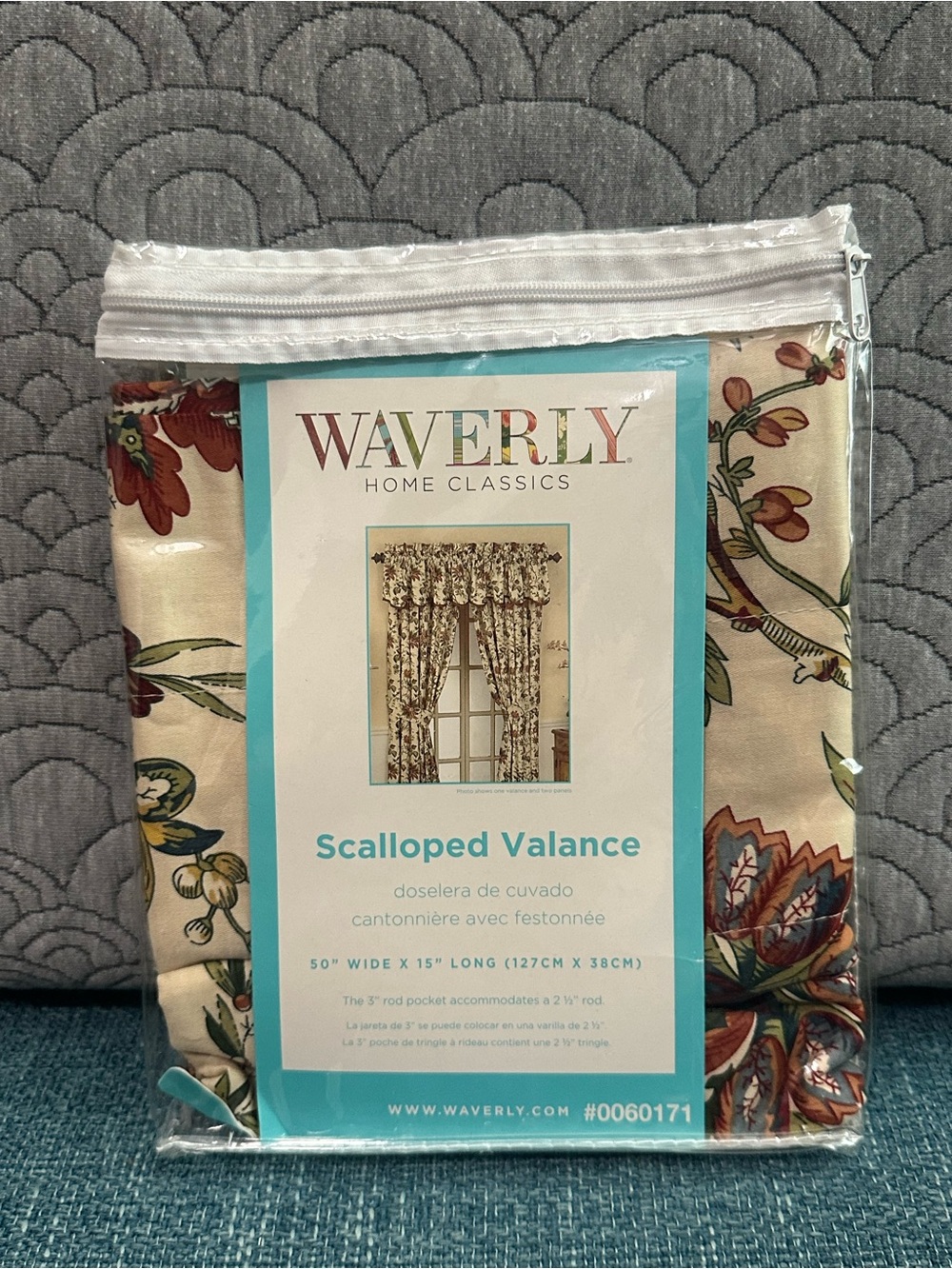 Waverly Floral Scalloped Valance in Cream, Red, Green